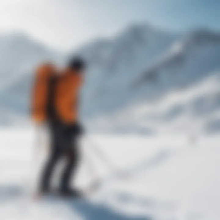 User testing a snow kite harness in snowy terrain