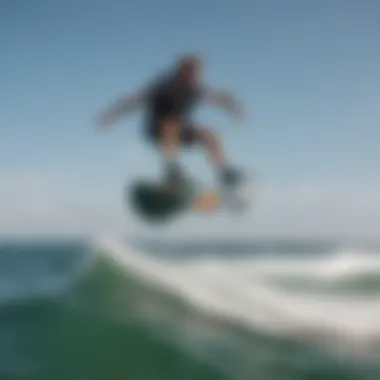 Kiteboarder demonstrating agility with quad fin setup in action