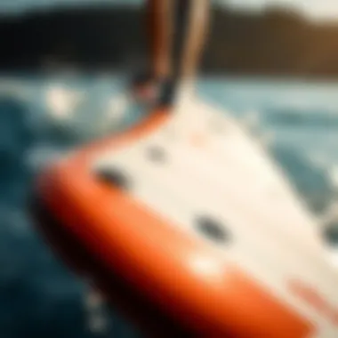 Close-up of innovative design features of an inflatable efoil