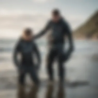 Kiteboarder adjusting their drysuit before hitting the water