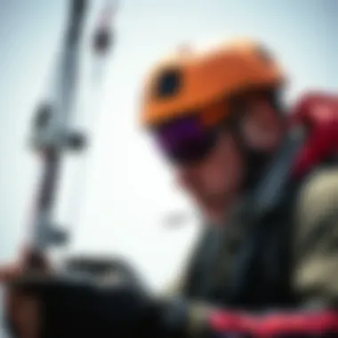 Enthusiast Examining Second-Hand Equipment Kiteboarding enthusiast examining second-hand equipment