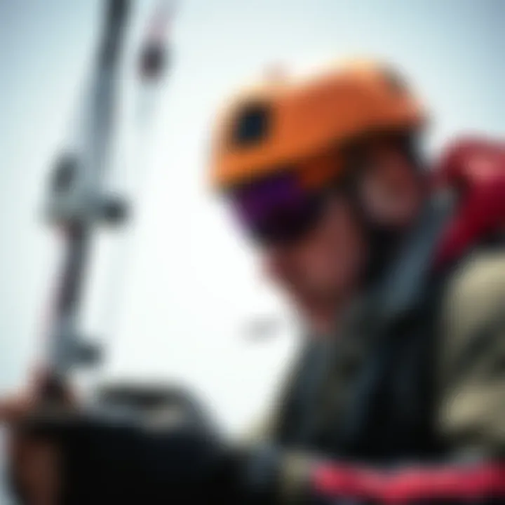 Enthusiast Examining Second-Hand Equipment Kiteboarding enthusiast examining second-hand equipment