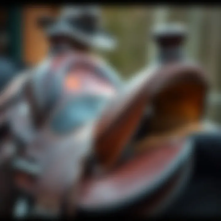 Quality Assessment of a Secondhand Saddle Close-up of a quality saddle with visible wear
