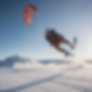 A snowkite harness in use on the slopes, demonstrating its performance in action