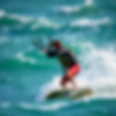 Navigating the Waves Kiteboarder navigating the waves with a life vest