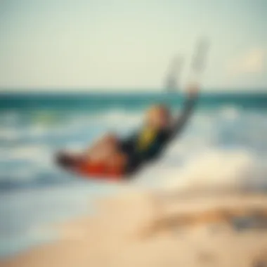 Freedom and Adventure A serene beach scene illustrating freedom and adventure in kiteboarding