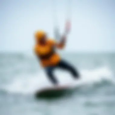 Patagonia R3 Hooded in Action Kiteboarder wearing the Patagonia R3 Hooded jacket in action on the water.