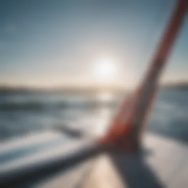 Close-up of a wind hydrofoil setup on a kiteboard