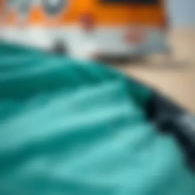 Close-up of a kite showcasing its fabric texture and condition
