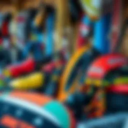 Variety of used kite gear displayed in an organized manner