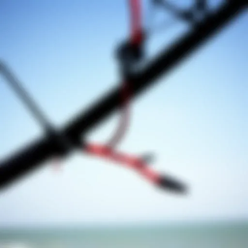 Close-up of the Slingshot kiteboarding equipment showcasing its intricate design.