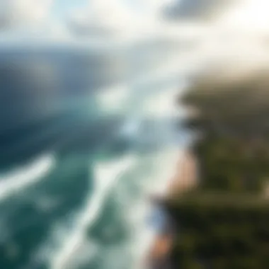 Aerial view of Barbados coastline showcasing wave activity