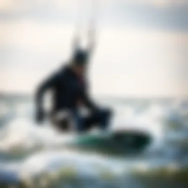 Kiteboarding in Cold Waters with Optimal Wetsuit A kiteboarder enjoying a session in frigid waters wearing a quality wetsuit