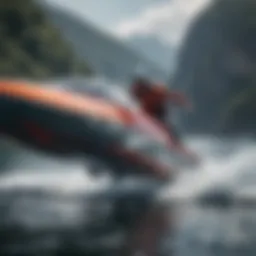 A close-up of a one-person hydrofoil showcasing its intricate design.