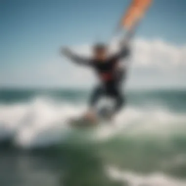The Thrill of Kite Surfing Dynamic kite surfing action on the waves