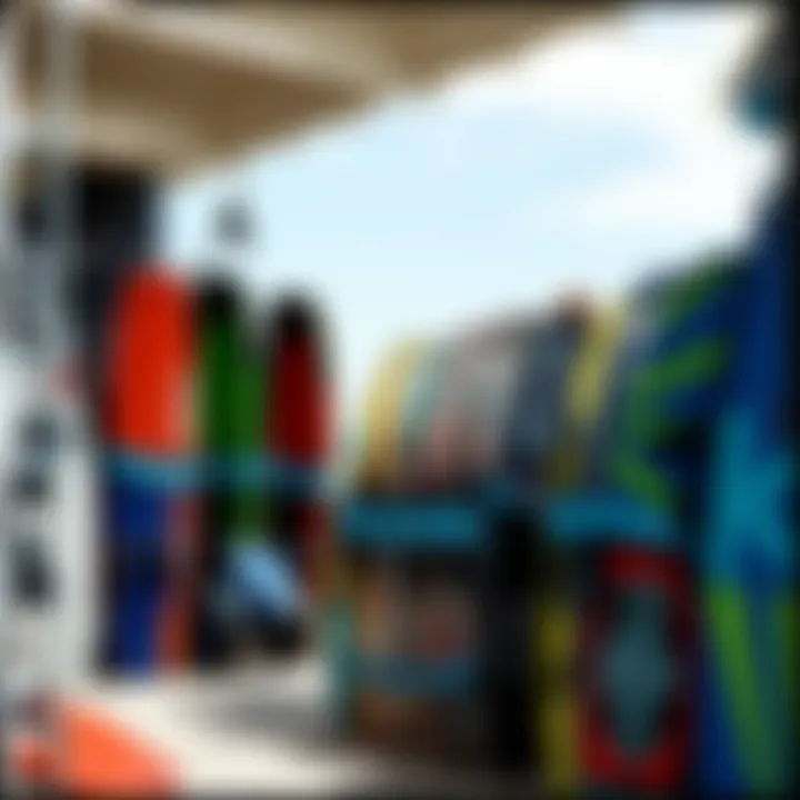 Various used kiteboarding packages displayed