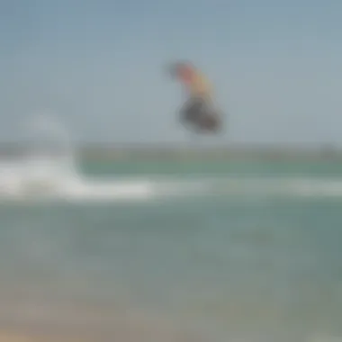 A stunning view of Jericoacoara's coastline with kiteboarders in action