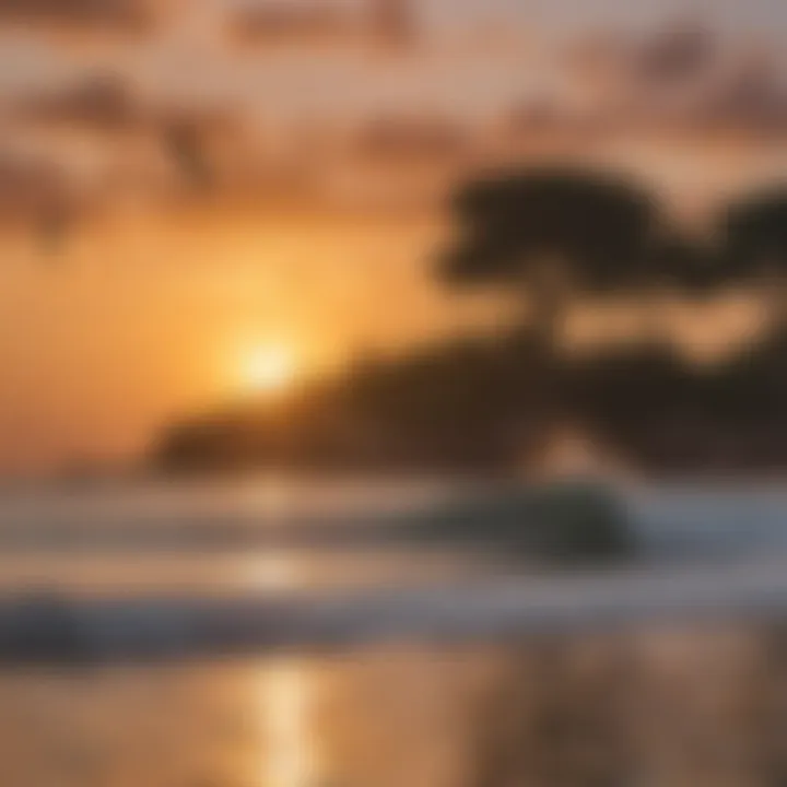 A breathtaking sunset over the Watamu coastline, creating a picturesque backdrop for kiteboarding.