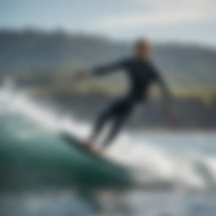 An experienced surfer performing a maneuver on a water foil