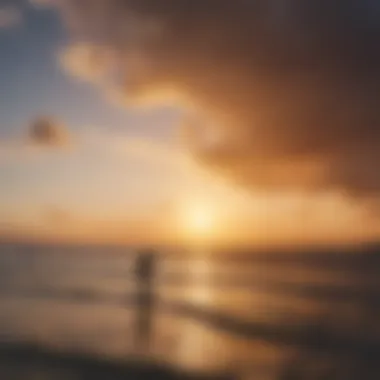 A serene kiteboarding spot at sunset