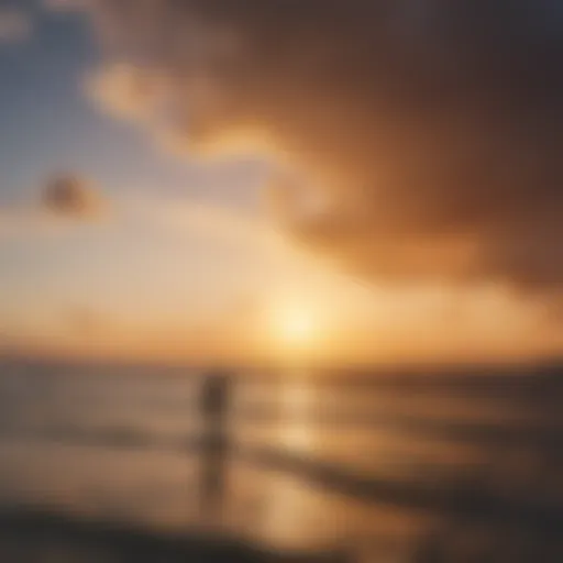 A serene kiteboarding spot at sunset