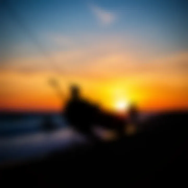 A stunning sunset over West Dennis Beach with silhouetted kiteboarders