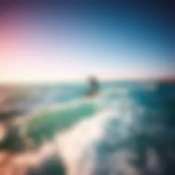 A stunning kiteboarder gliding over crystal-clear waters