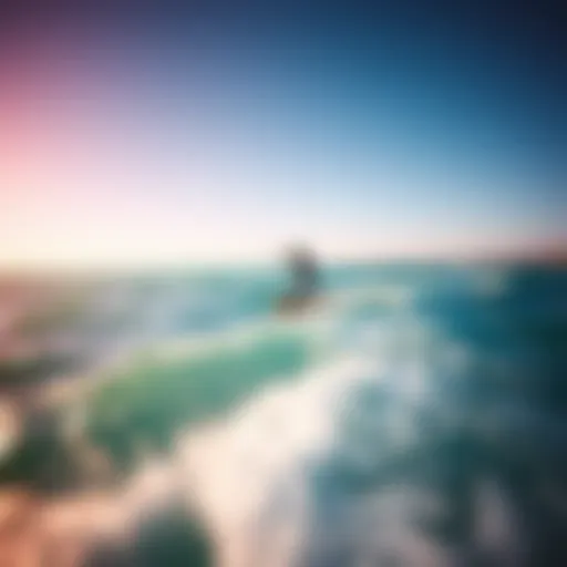 A stunning kiteboarder gliding over crystal-clear waters