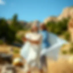 Dynamic outdoor activity featuring a stylish changing poncho