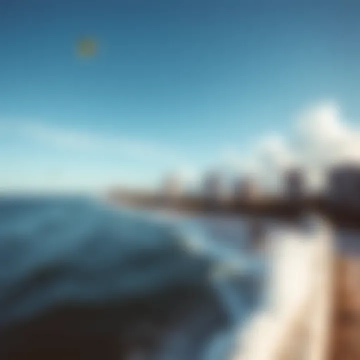 Breathtaking Miami Coastline for Kiteboarding Scenic view of Miami's coastline with kiteboarding spots