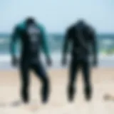 High-quality kiteboarding wetsuit displayed on a sandy beach