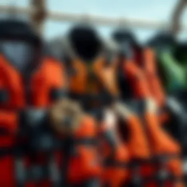 Diverse Floatation Vest Options Various types of floatation vests displayed