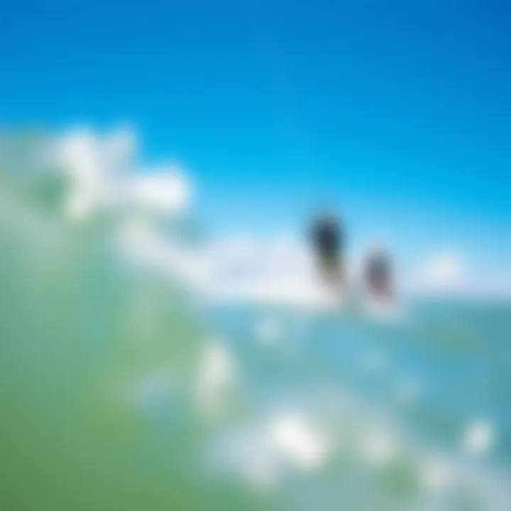 Kiteboarding Adventure in the Panhandle Kiteboarders riding the waves at a popular kiteboarding spot, highlighting the thrill and excitement of the sport.
