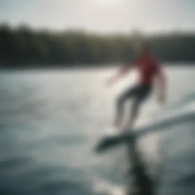 Foil board rider gliding above the water