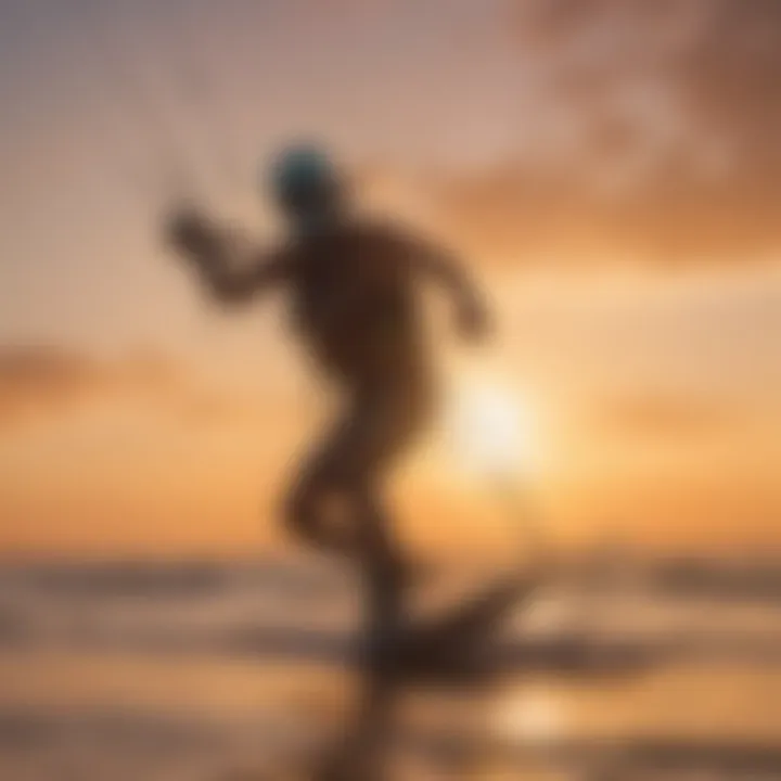 A vibrant sunset illuminating the kiteboarding scene on a Fortaleza beach.