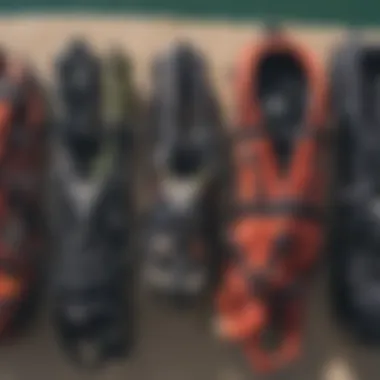 Different types of kiteboarding harnesses displayed