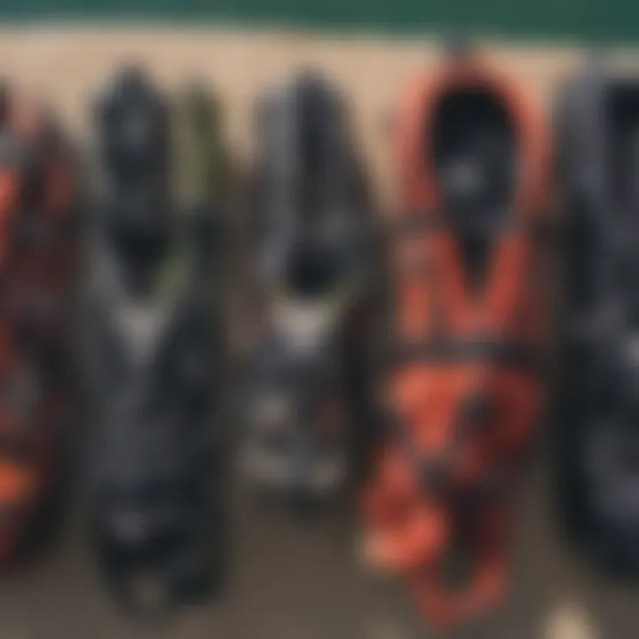 Different types of kiteboarding harnesses displayed