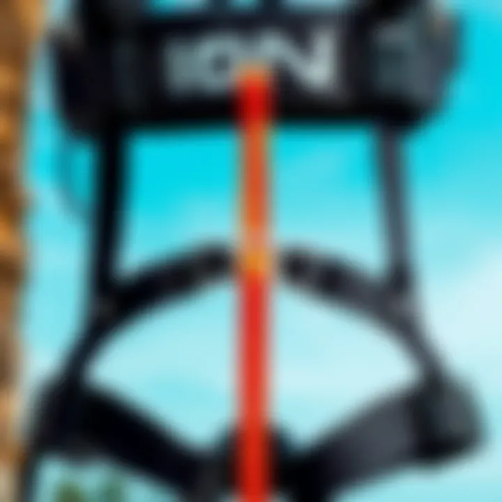 Detailed view of Ion kitesurf harness showcasing its ergonomic design