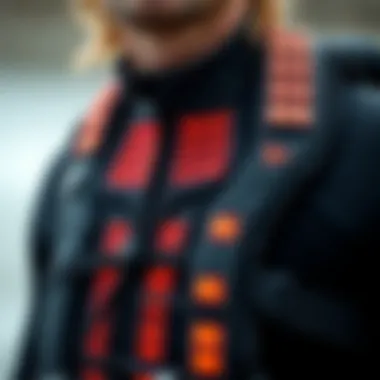 Close-up of heating technology in a wetsuit vest