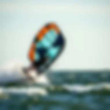 Dynamic Action of Hydro Foil Kite Dynamic action shot of a hydro foil kite in motion above the water