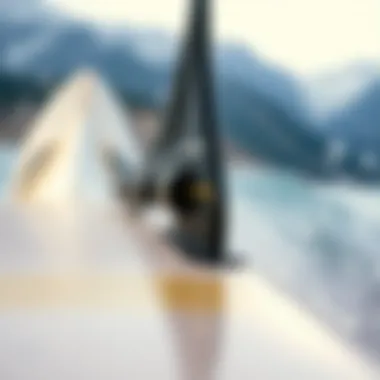 Close-up of hydrofoil surfboard performance features