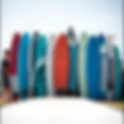 Variety of hydrofoil surfboards displayed