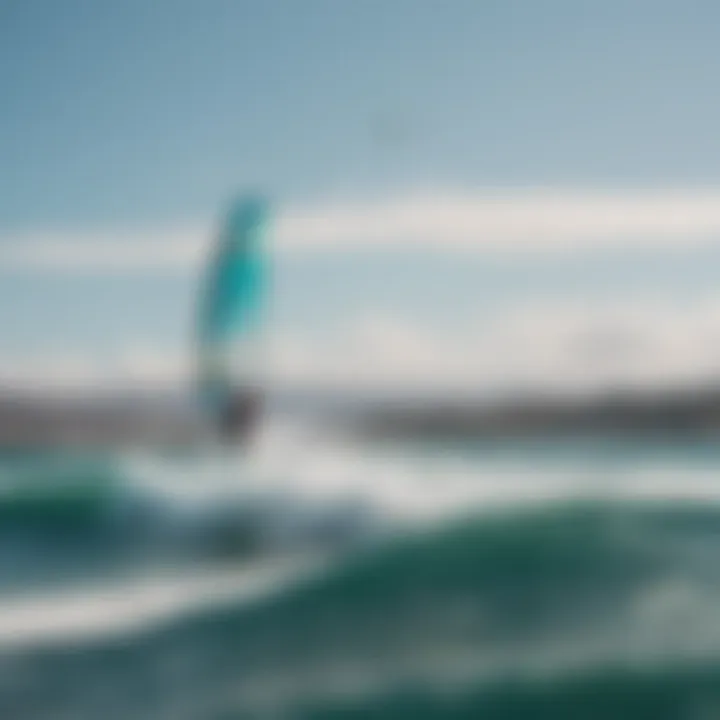 A panoramic shot of perfect wind conditions for kite surfing over the Aegean Sea