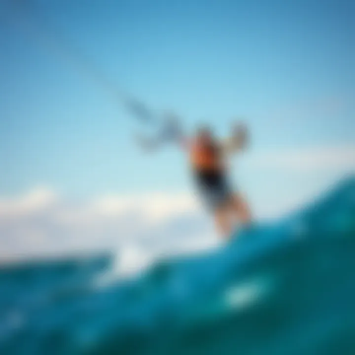 An action shot of IKO Pans in use during a kiteboarding session, demonstrating performance.