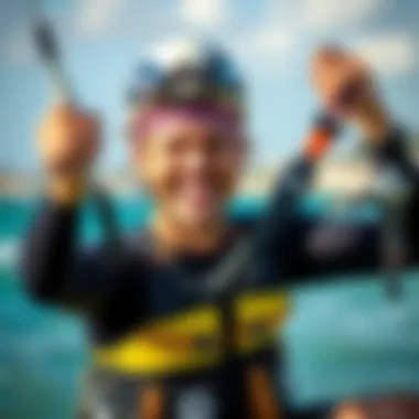 An enthusiastic kiteboarder sharing their experience using IKO Pans, reflecting user satisfaction.