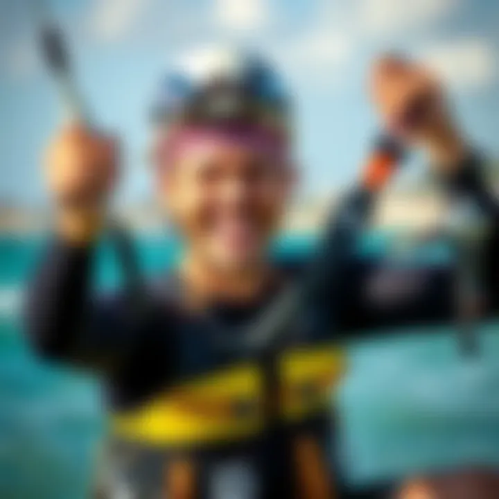 An enthusiastic kiteboarder sharing their experience using IKO Pans, reflecting user satisfaction.