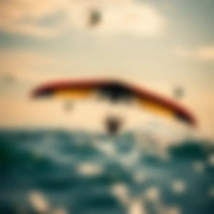 Dynamic view of inflatable kite wings in action on the water