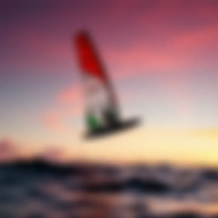 Magical Sunset Moments in Inflatable Wing Foiling Sunset view of inflatable wing foiling