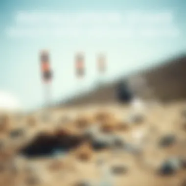 A diagram illustrating the installation method of kite ground stakes in various terrain types.