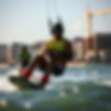 Kiteboarders Enjoying Perfect Tide Conditions Kiteboarders taking advantage of optimal tide conditions